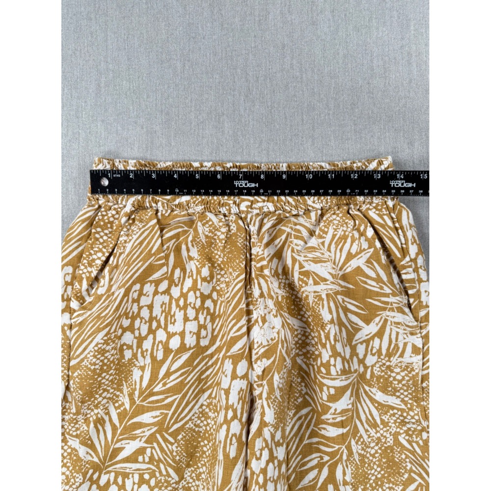Christian Siriano New York Mustard Yellow Tropical Linen Wide Leg Pants Womens M - Picture 4 of 8